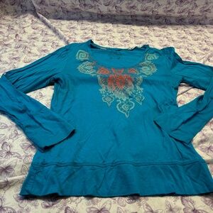 Green Apple Teal Long Sleeve Top